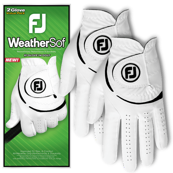 FootJoy 2023 Men's WeatherSof Golf Glove - 2 Pack, Large, Left Handed, White