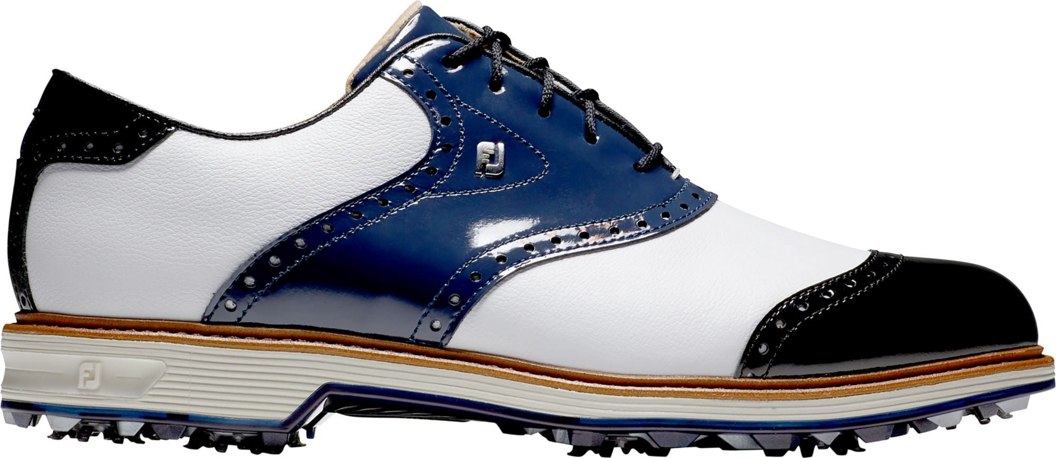 FootJoy Dryjoys Premiere Series Wilcox Men’s 11.5M Navy White Leather Golf Shoes Packard | Classic Style Men main image 3