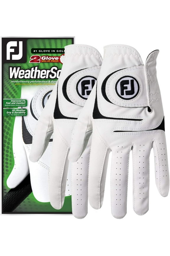 Men's WeatherSof Golf Glove - 2 Pack, ML, Left Handed, White