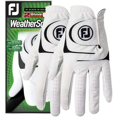 FootJoy Men's Weathers of Golf Glove LG Left Handed, White, 2 Pack