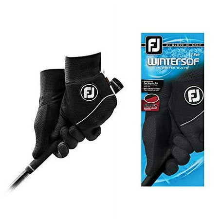 FootJoy Men's WinterSof Golf Gloves, Pair (Black) Black X-Large Pair