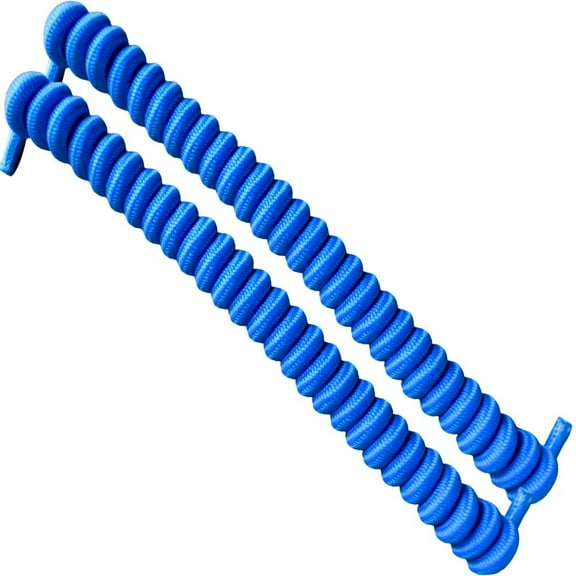 FootMatters No Tye Shoelaces Elastic Curly Stretchy For Kids and Adults - Blue - 1 Pair