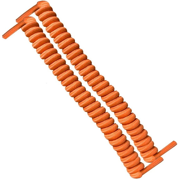 FootMatters No Tye Shoelaces Elastic Curly Stretchy For Kids and Adults - Orange - 1 Pair
