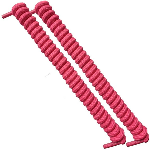 FootMatters No Tye Shoelaces Elastic Curly Stretchy For Kids and Adults - Pink - 1 Pair