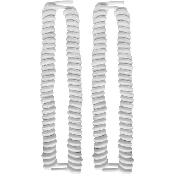 FootMatters No Tye Shoelaces Elastic Curly Stretchy For Kids and Adults - White - 2 Pairs