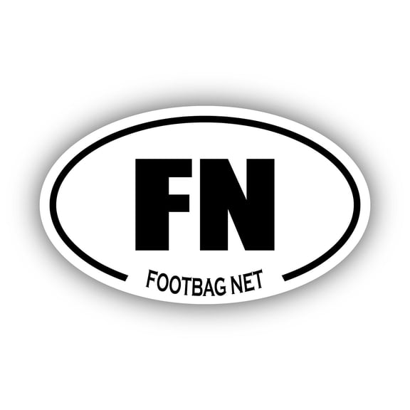Footbag Net FN Oval Bumper Sticker 3M Vinyl Decal 3 in x 5 in