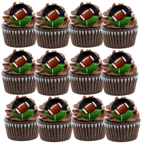 Football 12 - 2 inch Edible Frosting Photos Cookie Cupcake Decoration Toppers