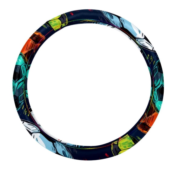 Football 14.5 Inch Printing PVC Leather Auto Accessories Steering Wheel Covers Car Wheel Covers Steering Wheel Cover