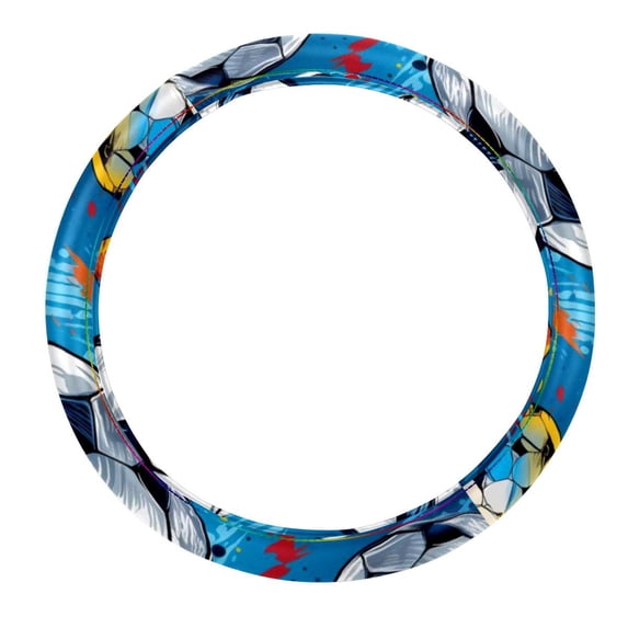 Football 14.5 Inch Printing PVC Leather Car Wheel Cover Steering Wheel Cover Auto Accessories