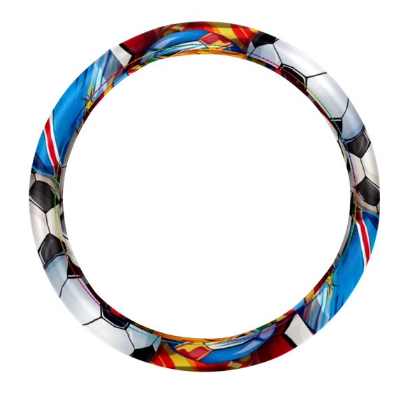 Football 14.5 Inch Printing PVC Leather Car Wheel Cover, Steering Wheel Cover, Auto Accessories