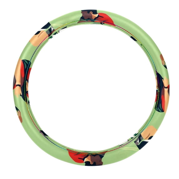 Football 14.5 Inch Printing PVC Leather Car Wheel Cover, Steering Wheel Cover, Auto Accessories