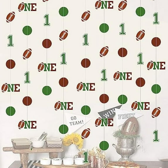 Football 1st Birthday Party Decorations, 160 Pieces First Year Down Football Garland Streamers, Football Hanging Paper Streamer Banner, Sports Themed Party Supplies