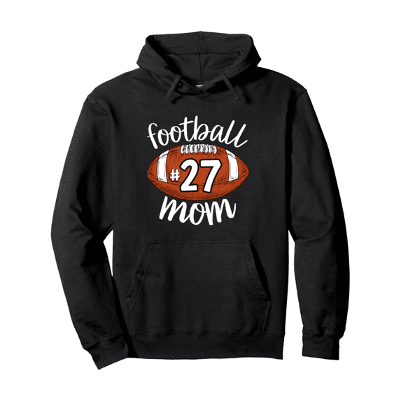 Football #27 Mom Football Player Number Football Mom Pullover Hoodie, Crew Neck Sweatshirt, 3XL Unisex Hoodie