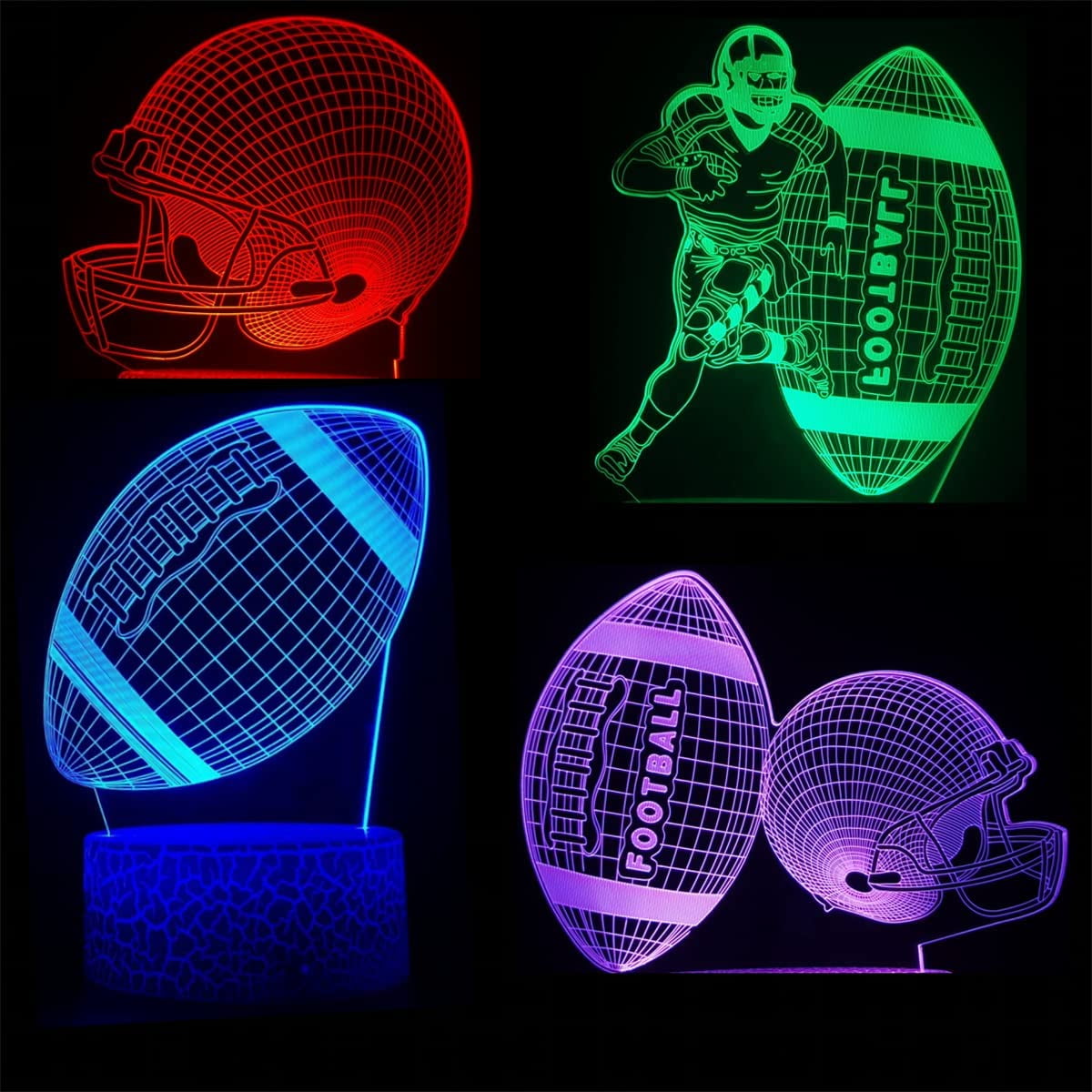 Football 3D Night Light,4 Patterns 3D Hologram Illusion Lamp,Dimmable ...