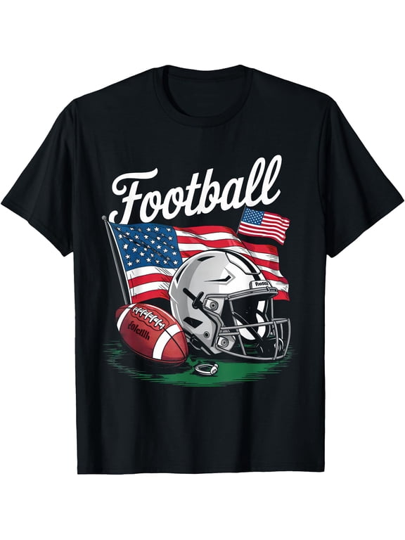 Football 4Th Of July Usa American Flag Boys T-Shirt