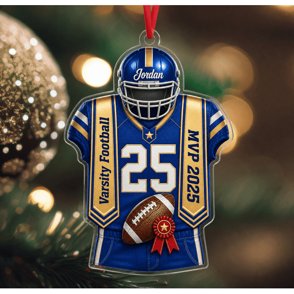 Football Acrylic Ornament Personalized Athlete Gift for Varsity Player Senior 2025