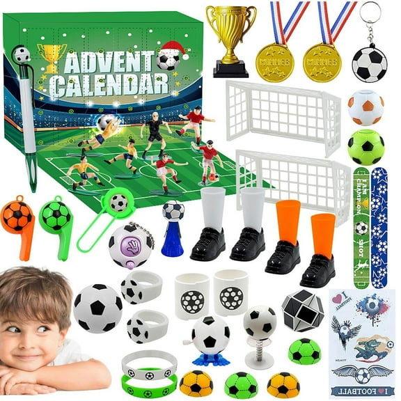 Football Advent Calendar Kit 24 Days Countdown Set with Surprise Toys for Boys Teens Fans