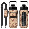 Football Arrow Beige Pattern 64oz Half Gallon Water Bottle with Sleeve ...