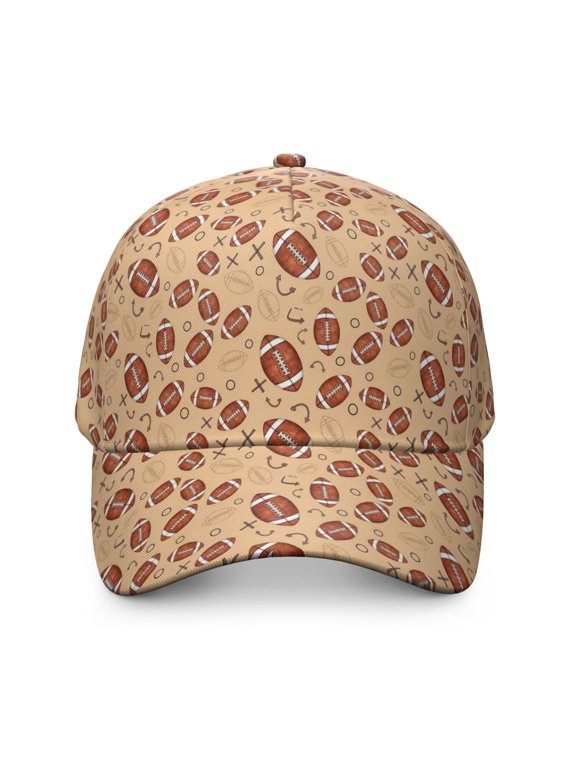 Football Arrow Beige Pattern Baseball Cap, Casual Daily Hat with Snap Closure & Sweatband, Lightweight Shape Retaining Gifts for Birthday Christmas Thanksgiving