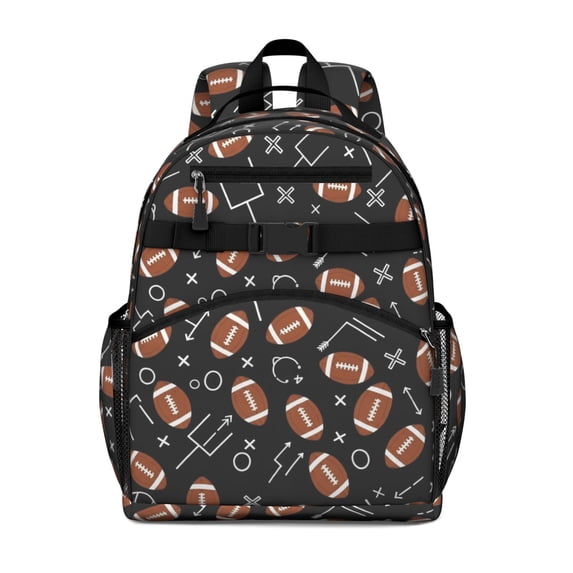 Football Arrow Black Pattern Backpack for School, Cute School Bag with Adjustable Shoulder Straps and Padded Back, 15.25"x11.5"x5.25"