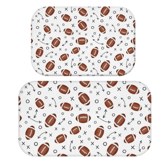 Football Arrow White Pattern Bath Mat Set Of 2,Non-Slip Rug for Bathroom,Kitchen,Bedroom,Entrance, 30x17 and 23.5x15.7 Inches