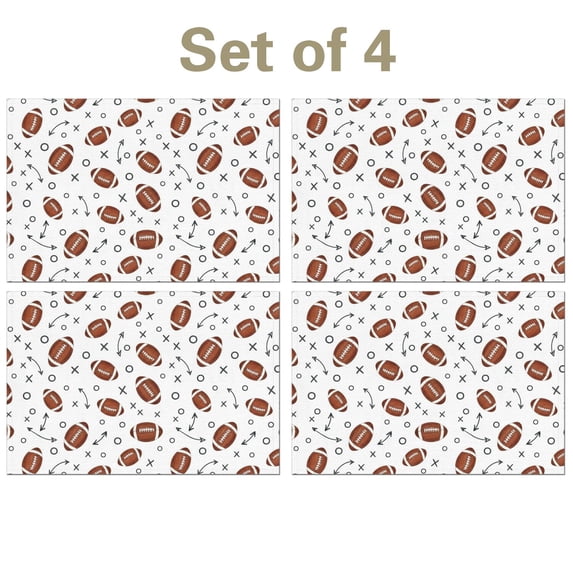 Football Arrow White Pattern Linen-look Placemats Set Of 4, Farmhouse ...