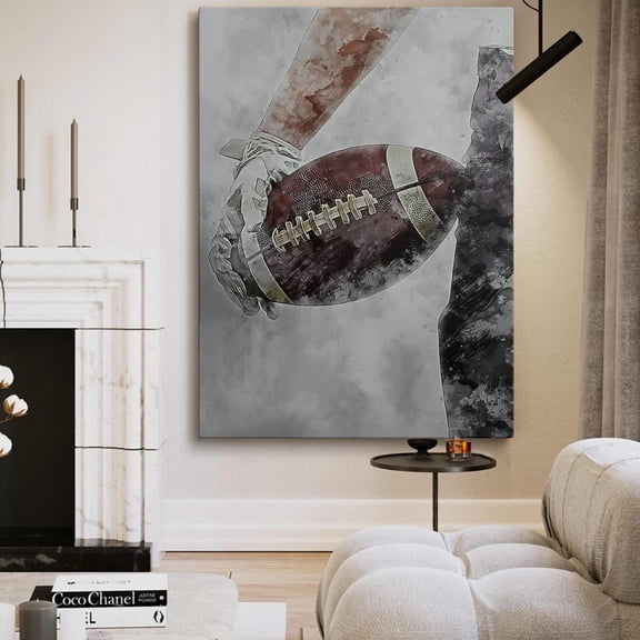Football Art American Football Player, Boys Room Decor Home Decor UNFRAMED Poster, Wall Art for Decor, Present, 8x12