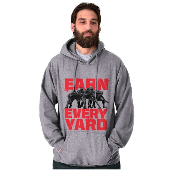 Football Athlete Earn Every Yard Hoodie Hooded Sweatshirt Men Brisco Brands S