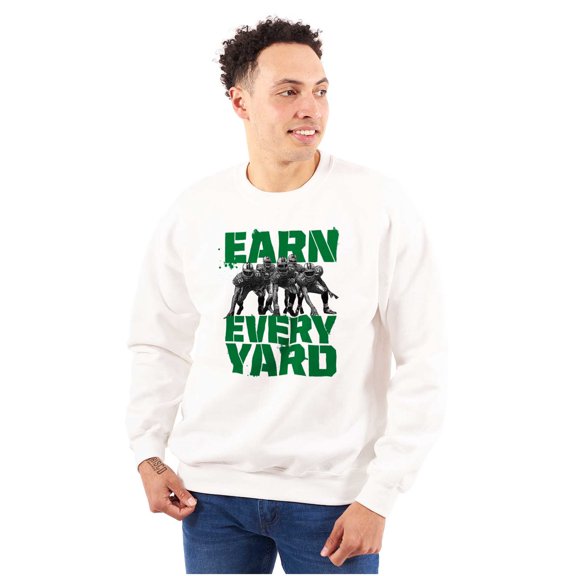 Football Athlete Earn Every Yard Men's Big & Tall Crewneck Sweatshirt Brisco Brands 2X