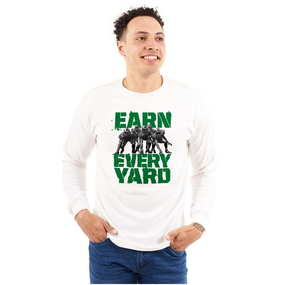 Football Athlete Earn Every Yard Men's Long Sleeve Tee T Shirt Brisco Brands S