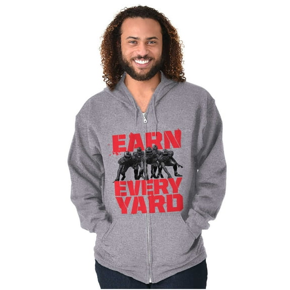 Football Athlete Earn Every Yard Zip Hoodie Sweatshirt Men Brisco Brands S