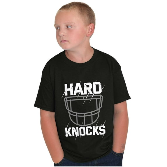 Football Athlete Helmet Hard Knocks Boys Kids T Shirt Tees Tops Teen Brisco Brands L
