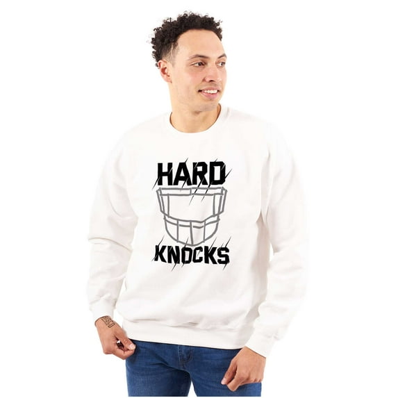 Football Athlete Helmet Hard Knocks Men's Big & Tall Crewneck Sweatshirt Brisco Brands 3X
