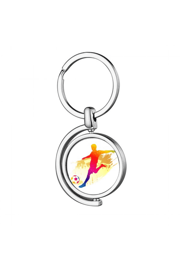 Football Athletes Emphatic Rotating Keychain Metal Keyring Holder