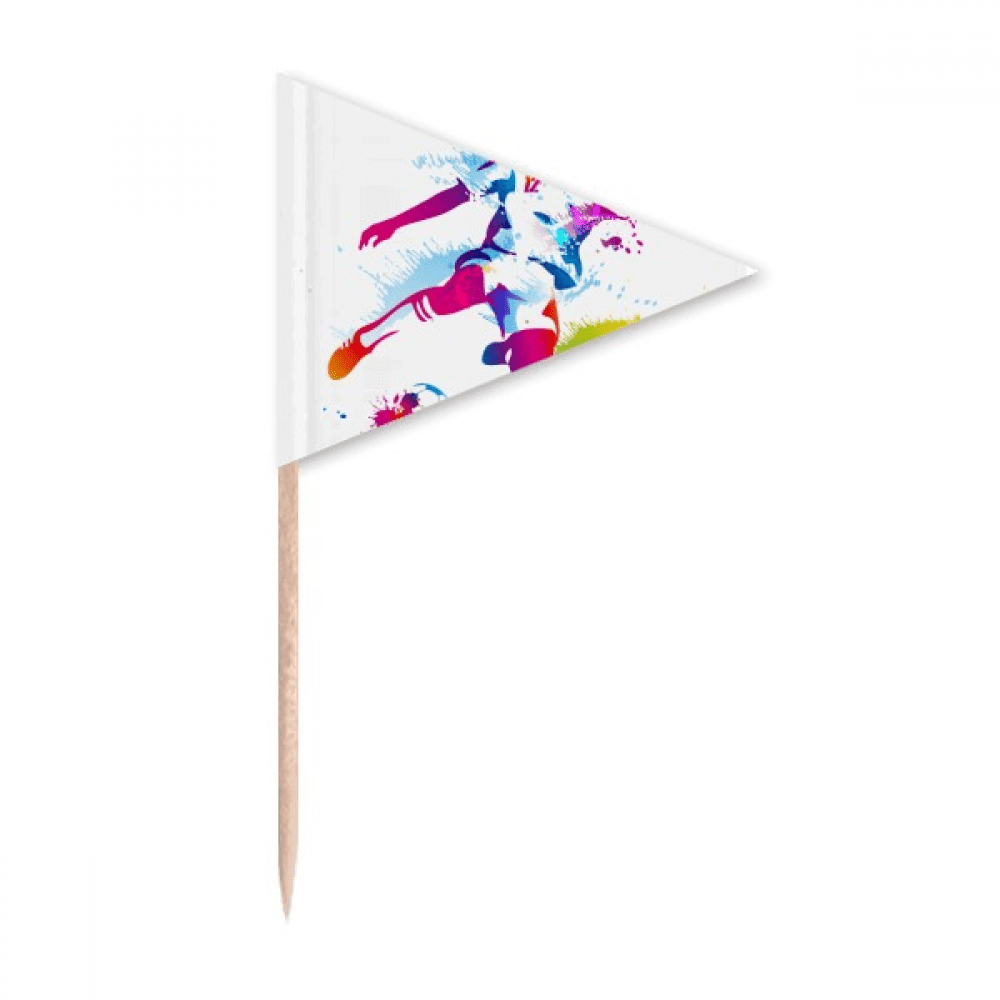 Football Athletes Pattern Toothpick Triangle Cupcake Toppers Flag ...