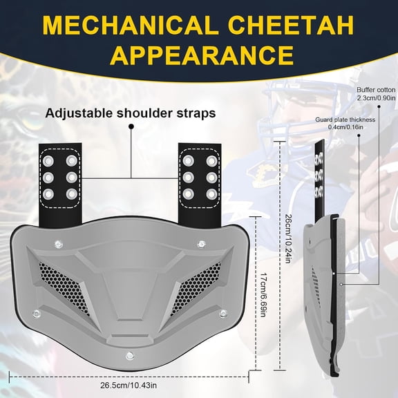 Football Back Plate - Lightweight Adjustable Spine Guard for Youth & Adult Players, High-Impact Back Protector with Breathable Design, Fits All Shoulder Pads (Sizes 12 to Adult)