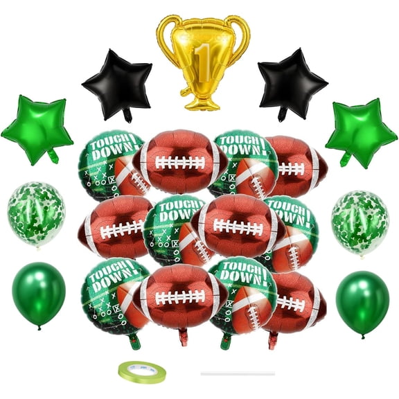 Football Balloons, Party Decorations Set with Trophy Stars and Assorted Balloons for Themed Party, Sports Theme Party, Team Event, Stadium Decor