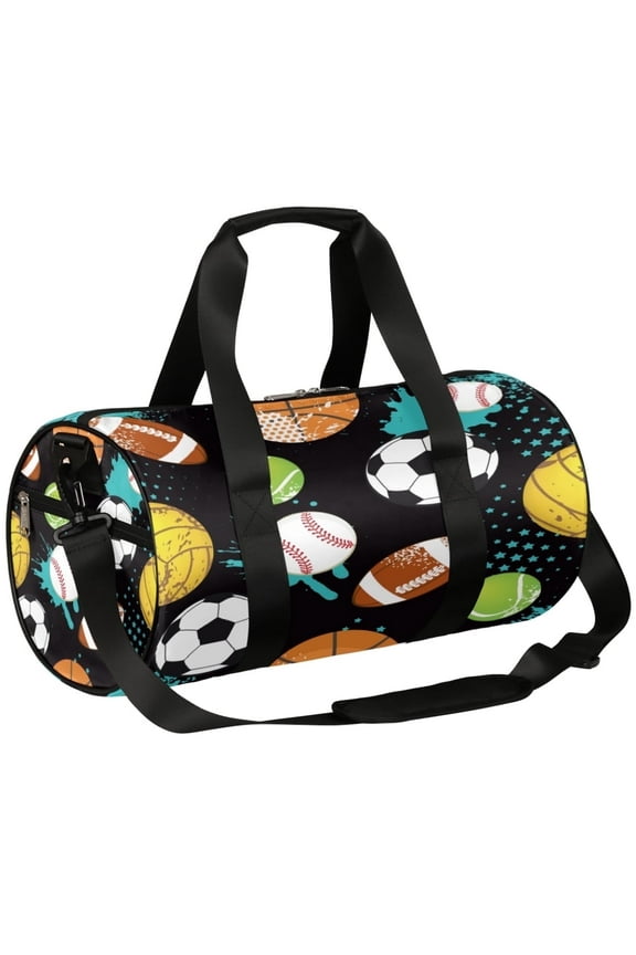 Football Baseball Travel Sport Duffle Bag,Sport Ball Canvas Shoulder Tote Gym Bags for Overnight Weekender Dancing Yoga Gymnastics Ballet