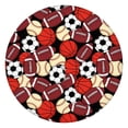 thumbnail image 1 of Football and Basketball Black Pattern Round Fitted Tablecloth with Elastic Edge, Waterproof Dining Table Cover for Indoor Outdoor Camping and Daily Use, 1 of 6