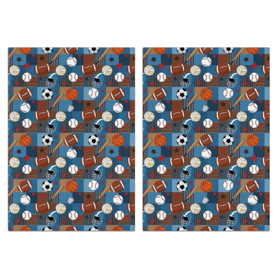 Football and Basketball Blue Pattern Kitchen Towels Set Of 2 ...
