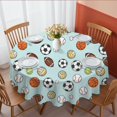 thumbnail image 1 of Football and Basketball Lightblue Pattern Round Tablecloth 70"x70", Wrinkle Resistant Wipeable Table Cover for Kitchen Dining Room Picnic Patio and Party, 1 of 6