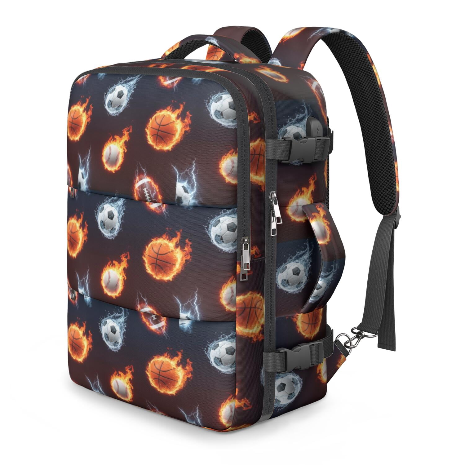 Red Basketball Sign Football and Basketball Red Pattern Travel Laptop Backpack, Business ...