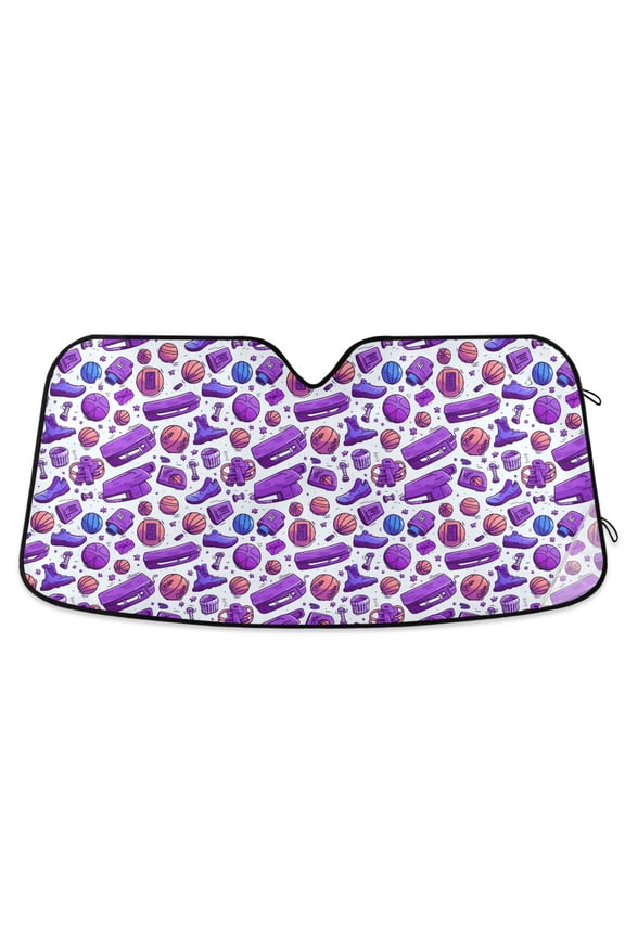 Football Basketball Shoes Car Windshield Sun Shade Foldable Car Front Window Visor Heat and UV Protection 55x27.6