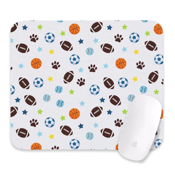 White Control Slips Football and Basketball White Pattern Square Mouse Pad, Precision ...
