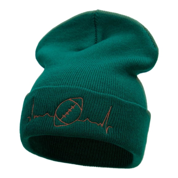 Football Beat Embroidered Long Beanie - Dk Green OSFM