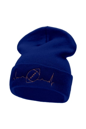 Football Beat Embroidered Long Beanie - Royal OSFM