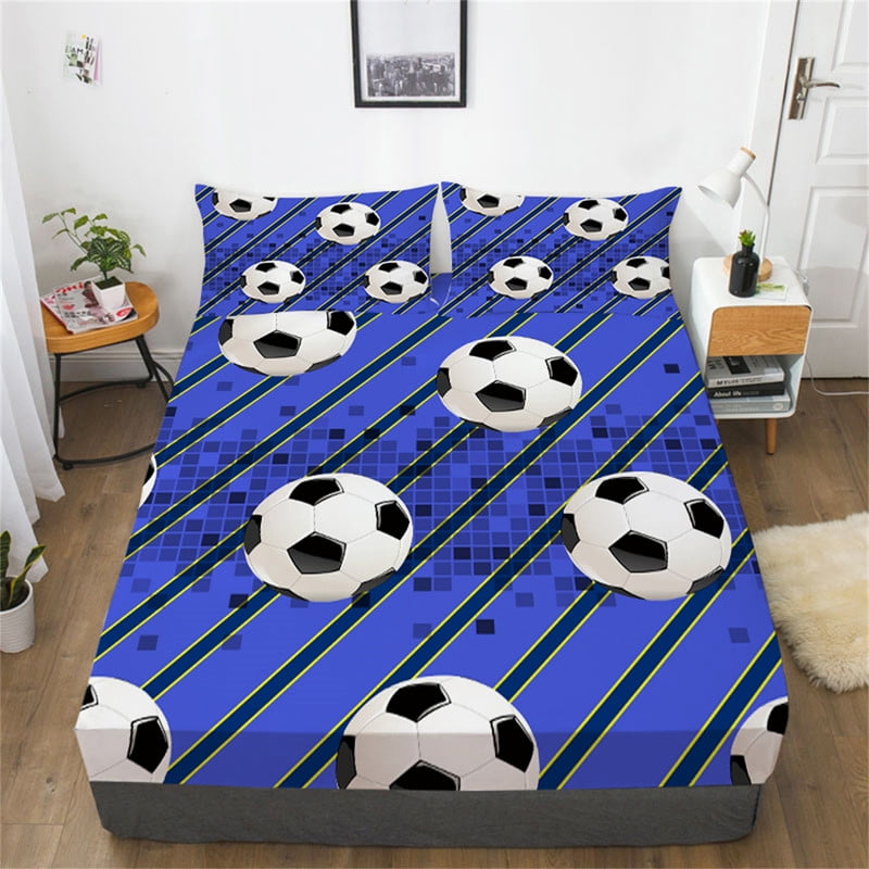 Football Bedclothes Sport Bedsheet 3D Bedding Set Home Ball Design