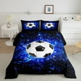 thumbnail image 1 of Football Bedding Comforter Sets King Size,Cool Sports Comforter Set for Teens Soccer Games Bedding for Soccer Fans Blue Black Duvet Insert American Football Sports Themed Room Decor 3Pcs, 1 of 5