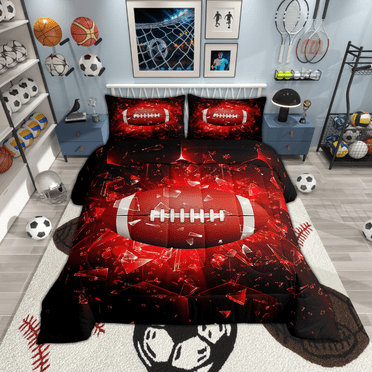 Football Bedding ,3D America Football Print Bedding Comforter Sets Full Size Comforter Set Teens Adults,Modern Geometry Hexagon Honeycomb Quilt Abstract Geometric Room Decor 3Pcs