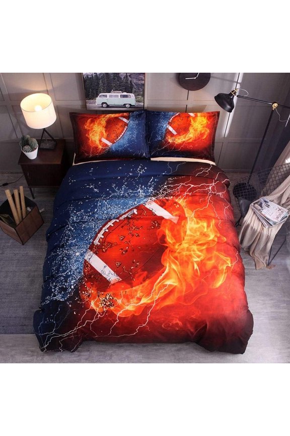 Football Bedding Set Twin, 2-Piece Comforter & Pillowcases – Sporty Microfiber Rugby Design for Kids, Boys, Teens – Lightweight, Cozy Dorm Room Decor